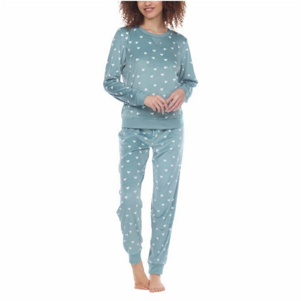 Honeydew Pajama Set pjs top pants pajamas women’s velour heart print L